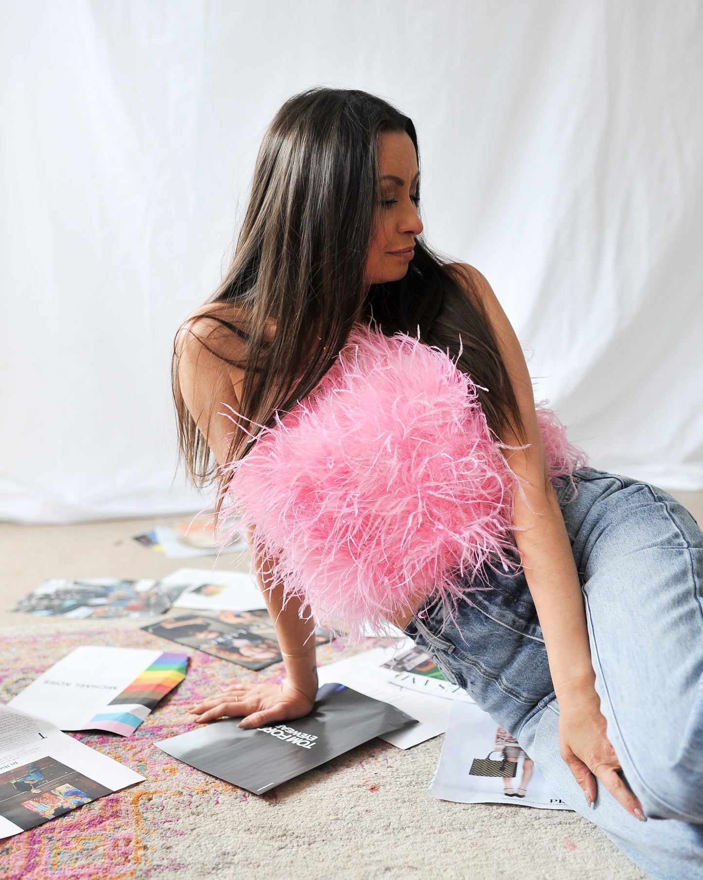 Fancy Baby Pink Feather Top